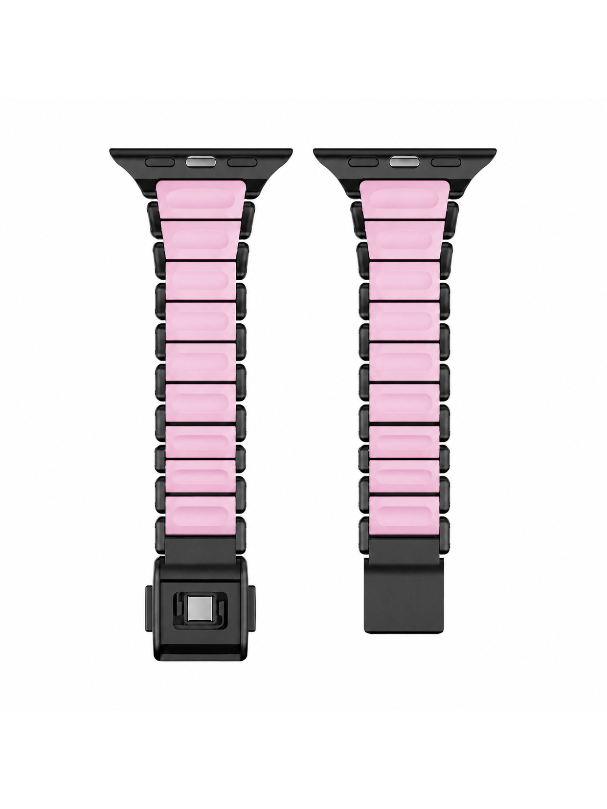 【軽くて快適】マグネット式 メタル×シリコンバンドT0044